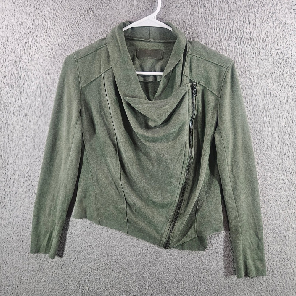 Blank NYC Olive Green Faux Suede Asymmetrical Zip Moto Jacket Small